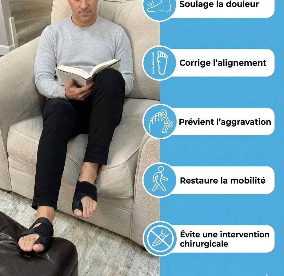 Hallux valgus douloureux soulagement en 20 min/jour, sans chirurgie.